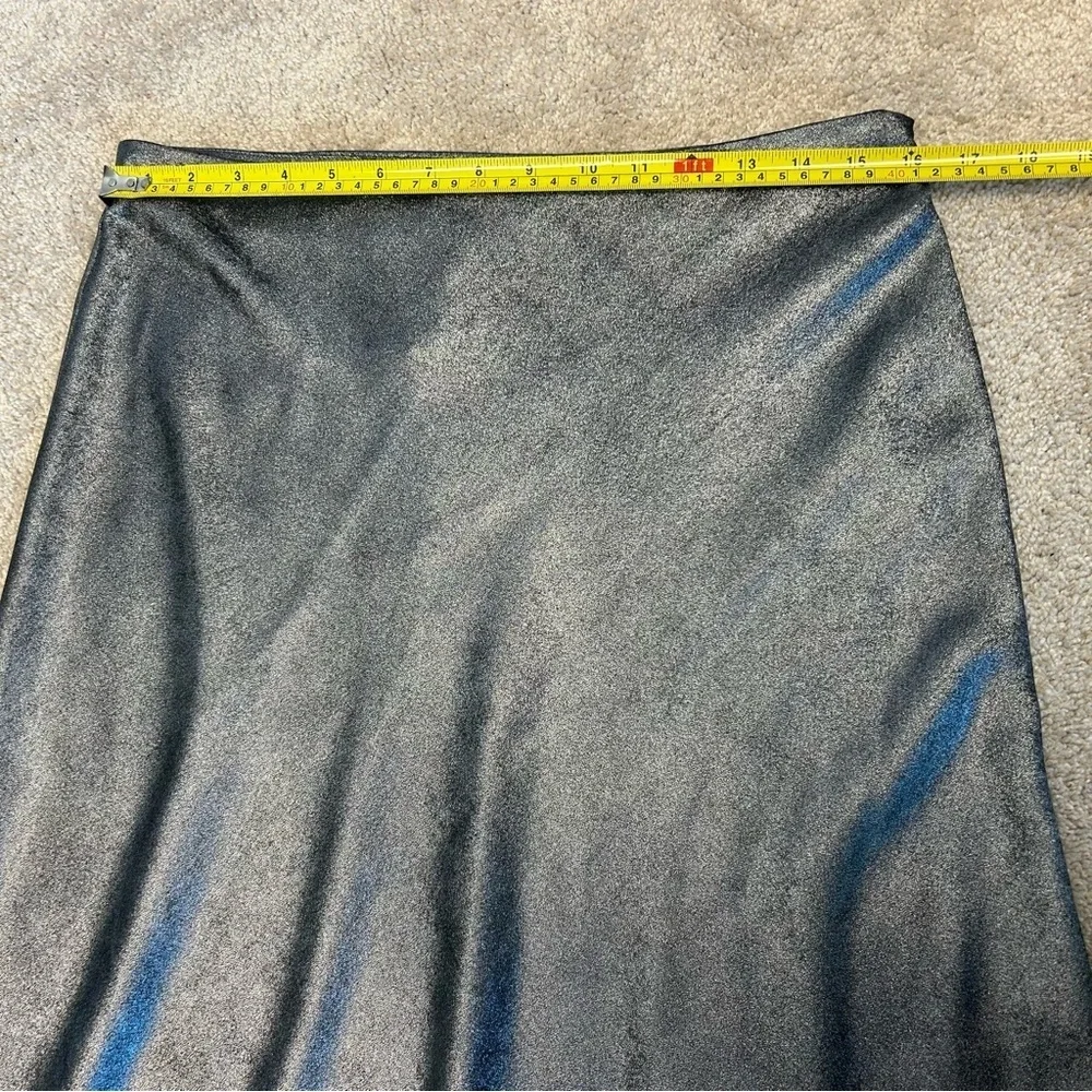 Steve Madden gray metallic silver midi slip skirt NWT